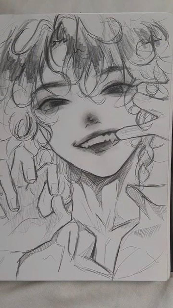 hình tranh vẽ anime nhân vật phong thái nhẹ