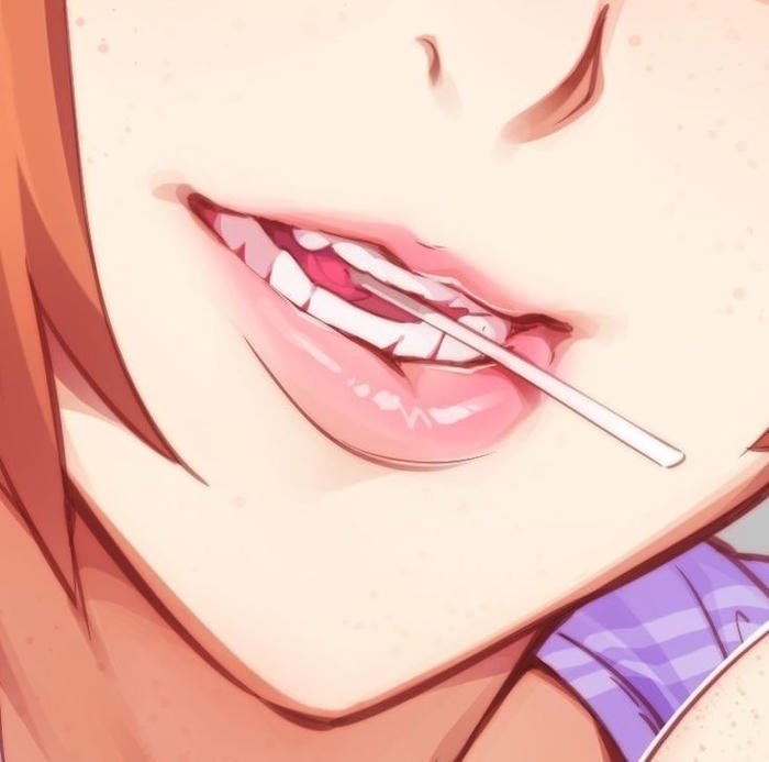 tấm ảnh miệng anime ngậm kẹo mút
