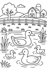 tranh tô màu vịt đáng yêu thiếu nhi