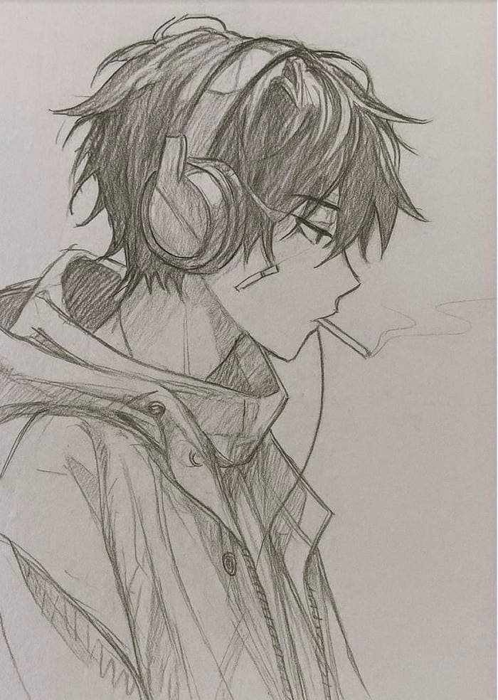 tranh vẽ anime gương mặt thanh tú