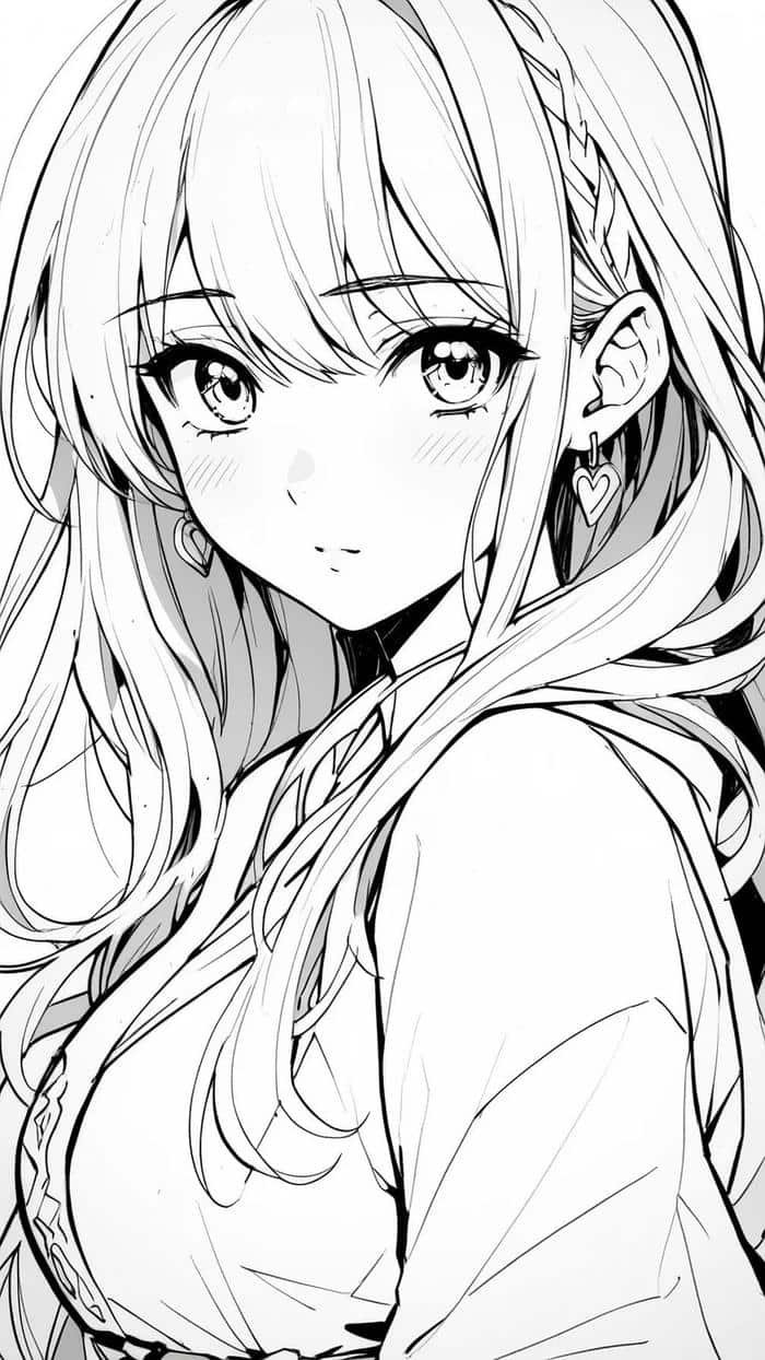 Ảnh Anime không màu nét vẽ tối giản