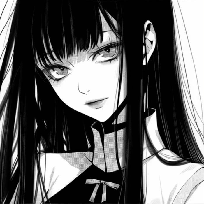 Ảnh Anime trắng đen ánh nhìn sắc