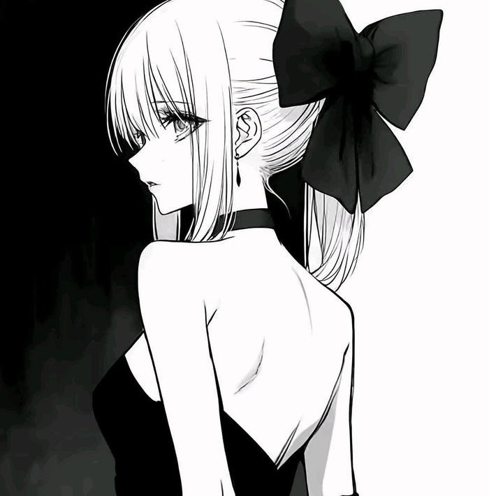 Ảnh Anime trắng đen nét vẽ tối giản