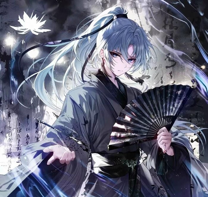 Ảnh anime cổ trang nam cầm quạt