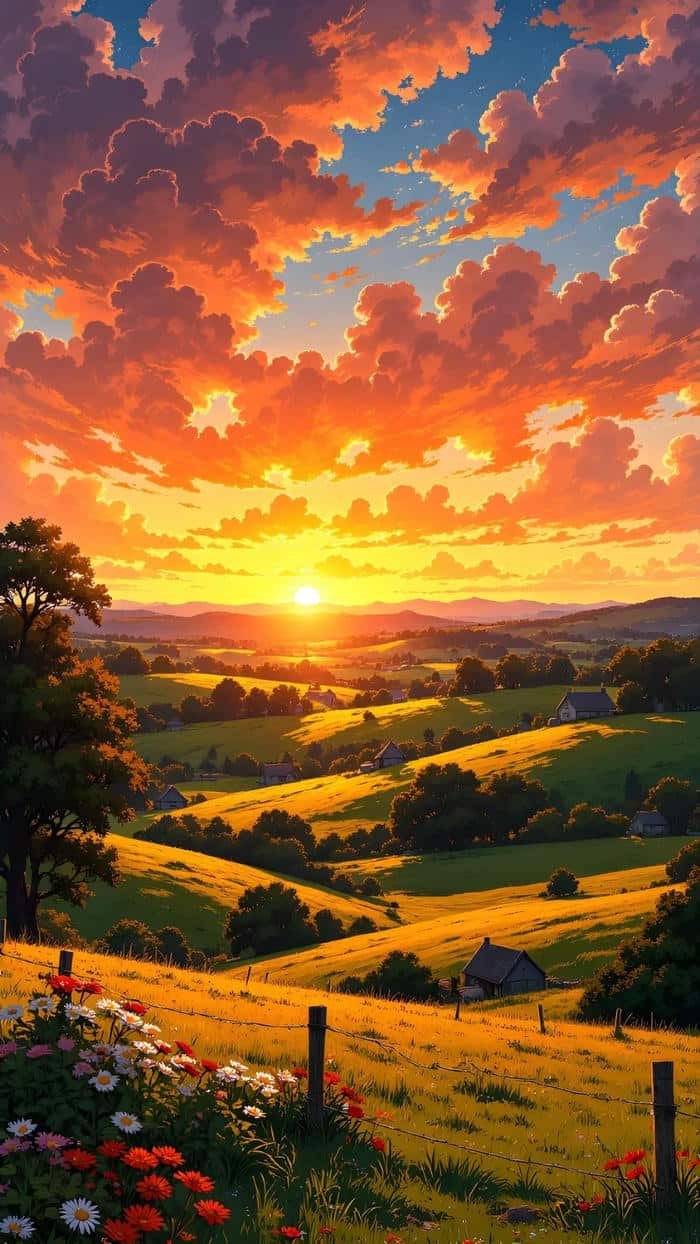 Ảnh anime hoàng hôn ánh nắng cuối ngày