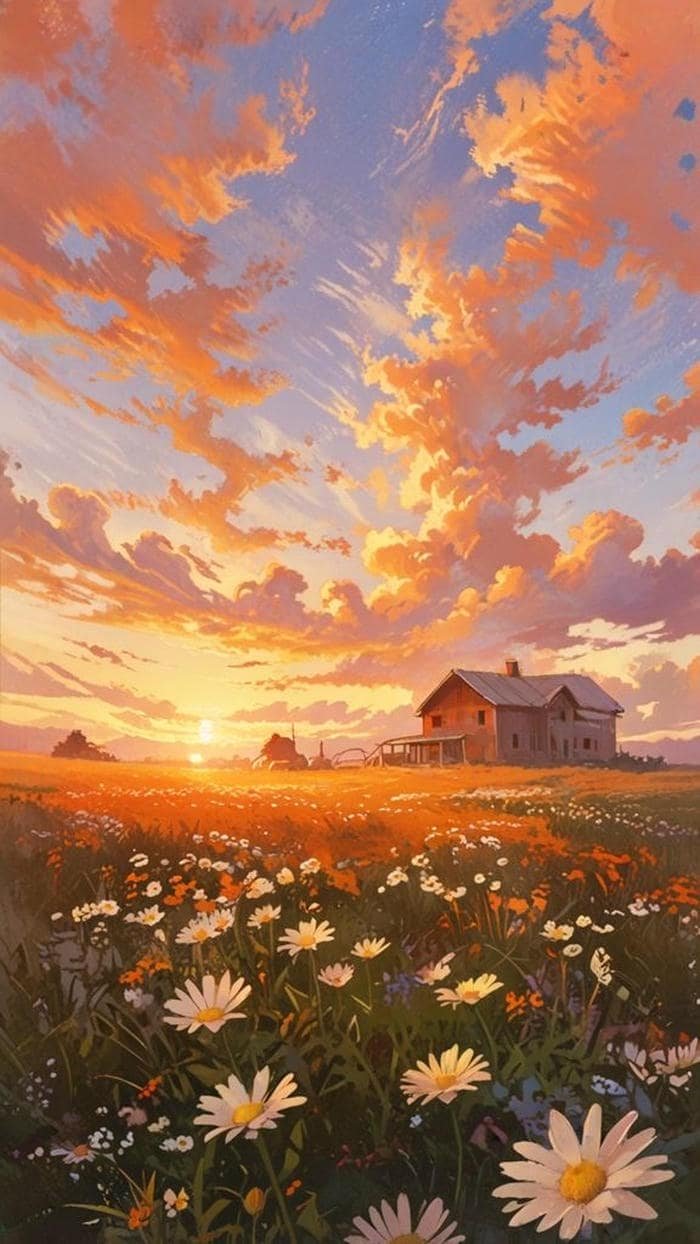 Ảnh anime hoàng hôn ánh sáng mềm mại