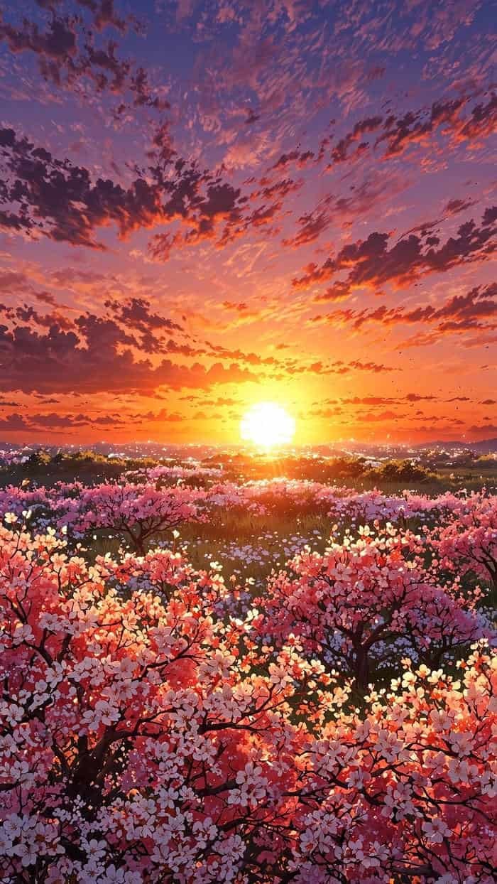 Ảnh anime hoàng hôn khung cảnh lặng yên