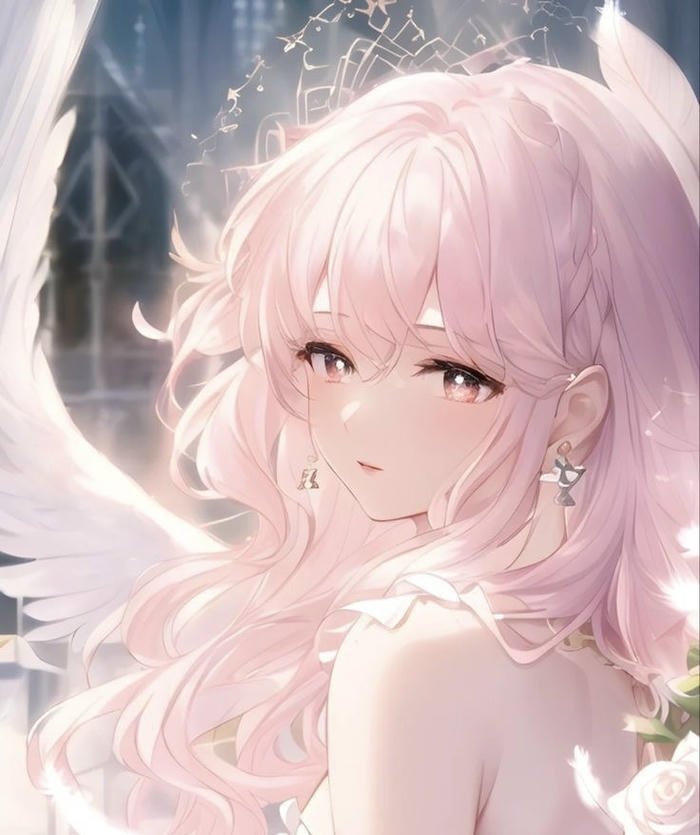 Ảnh anime màu hồng nụ cười ngọt