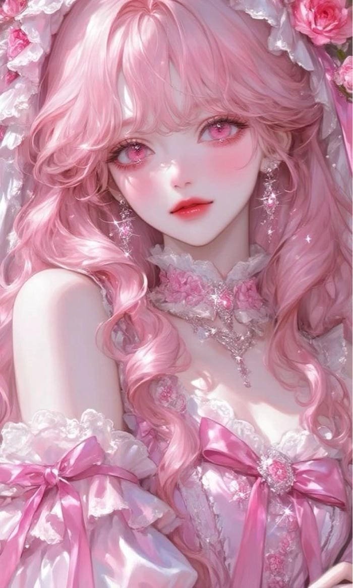 Ảnh anime màu hồng thần thái dễ thương