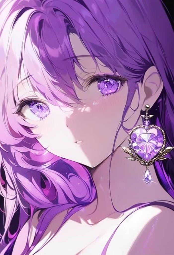 Ảnh anime màu tím ánh mắt sâu lắng