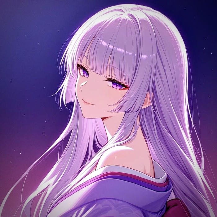 Ảnh anime màu tím nét mặt tĩnh