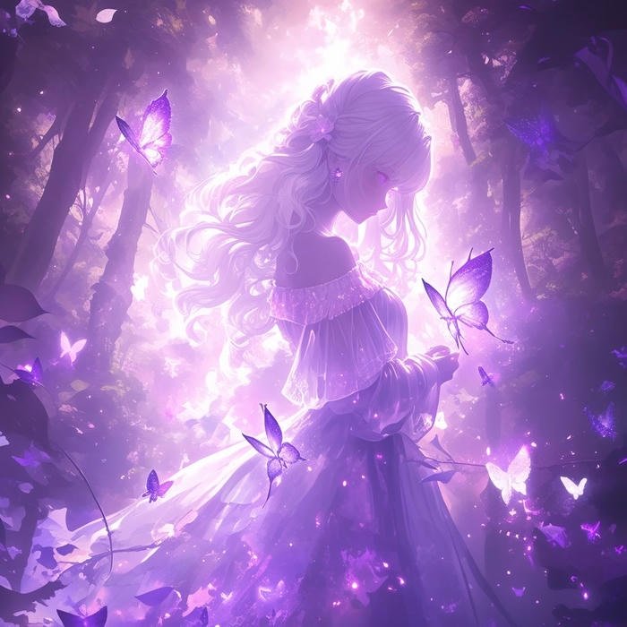 Ảnh anime màu tím tóc bay chậm