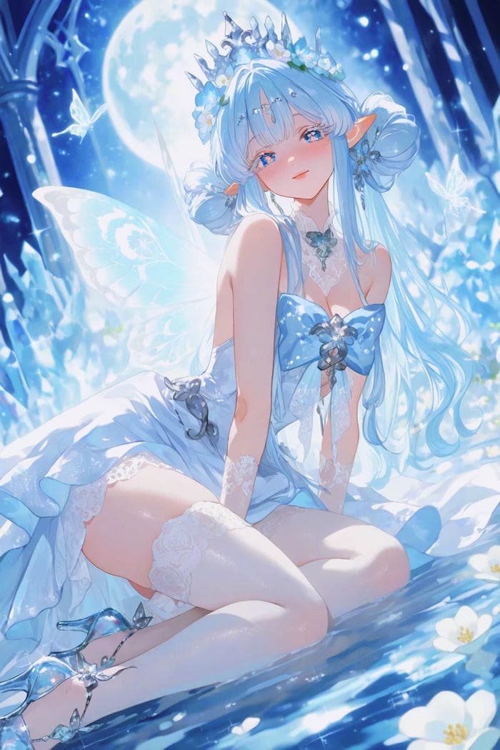 Ảnh anime màu xanh dương tóc xanh nhẹ