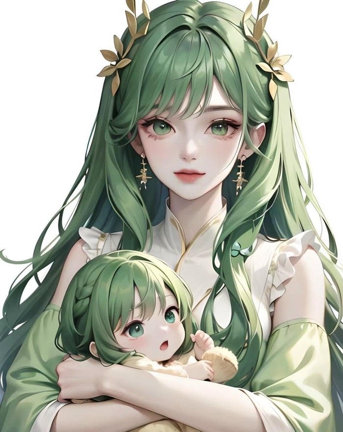 Ảnh anime màu xanh lá cây ánh nhìn an yên