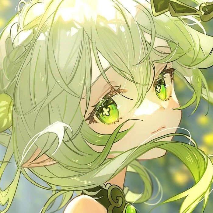 Ảnh anime màu xanh lá cây nhân vật tươi