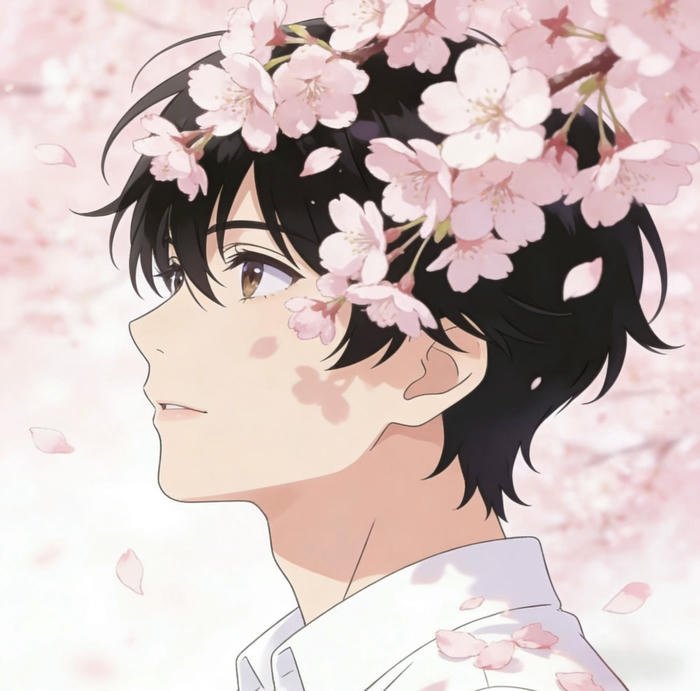 Anime hoa anh đào hồng phấn đẹp trai