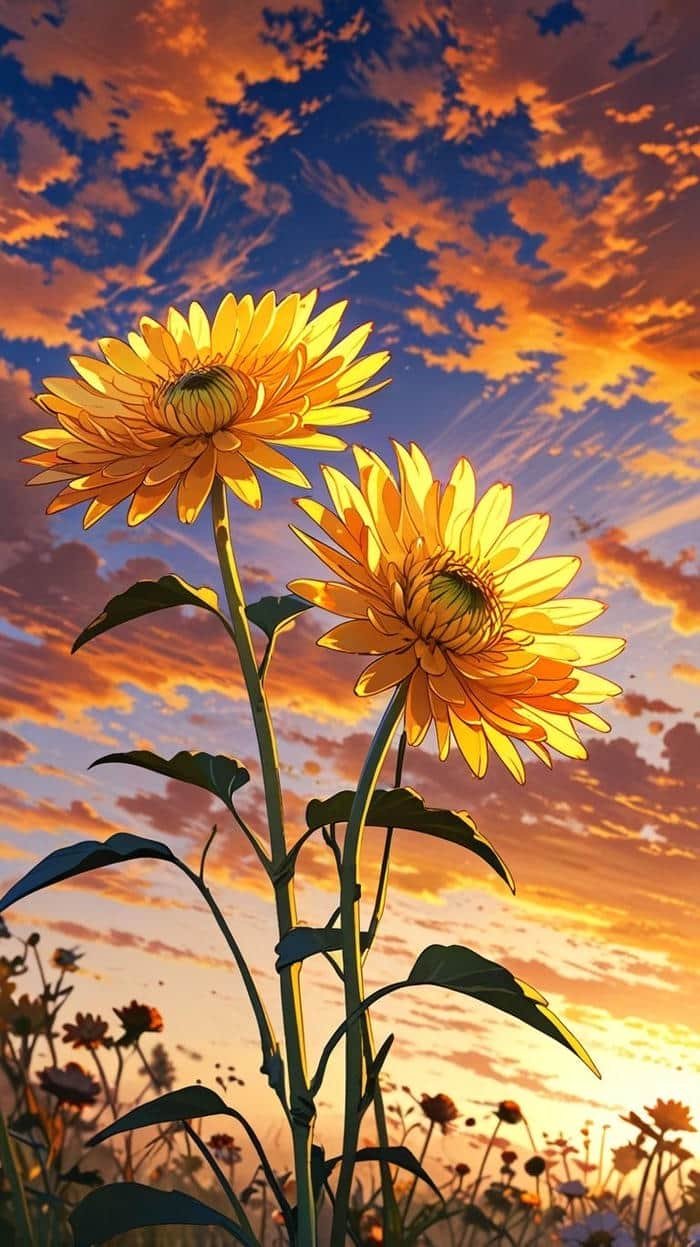 Anime hoa hướng dương phong cách nhẹ nhàng