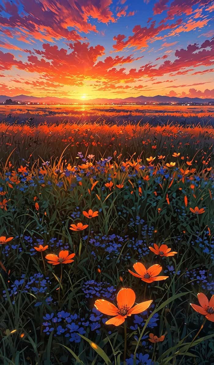 Anime hoàng hôn tạo cảm giác trầm lắng