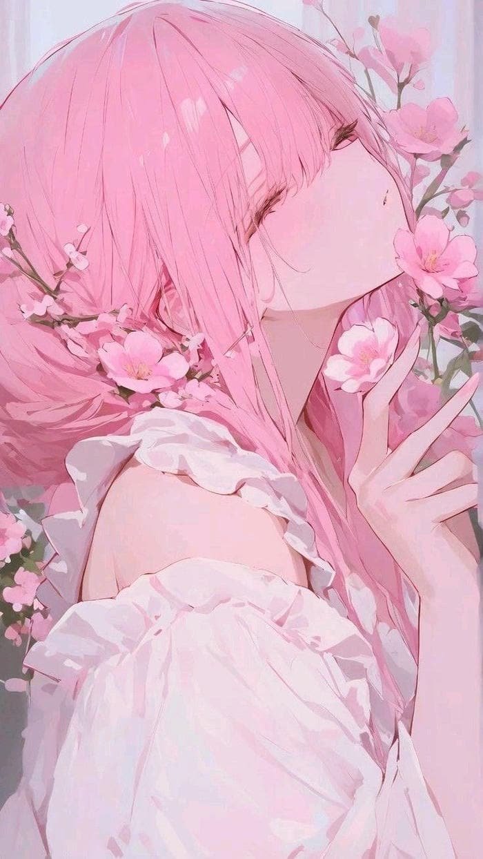 Anime màu hồng nhân vật dễ mến