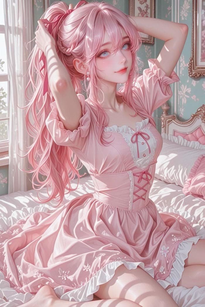 Anime màu hồng nhân vật ngọt ngào