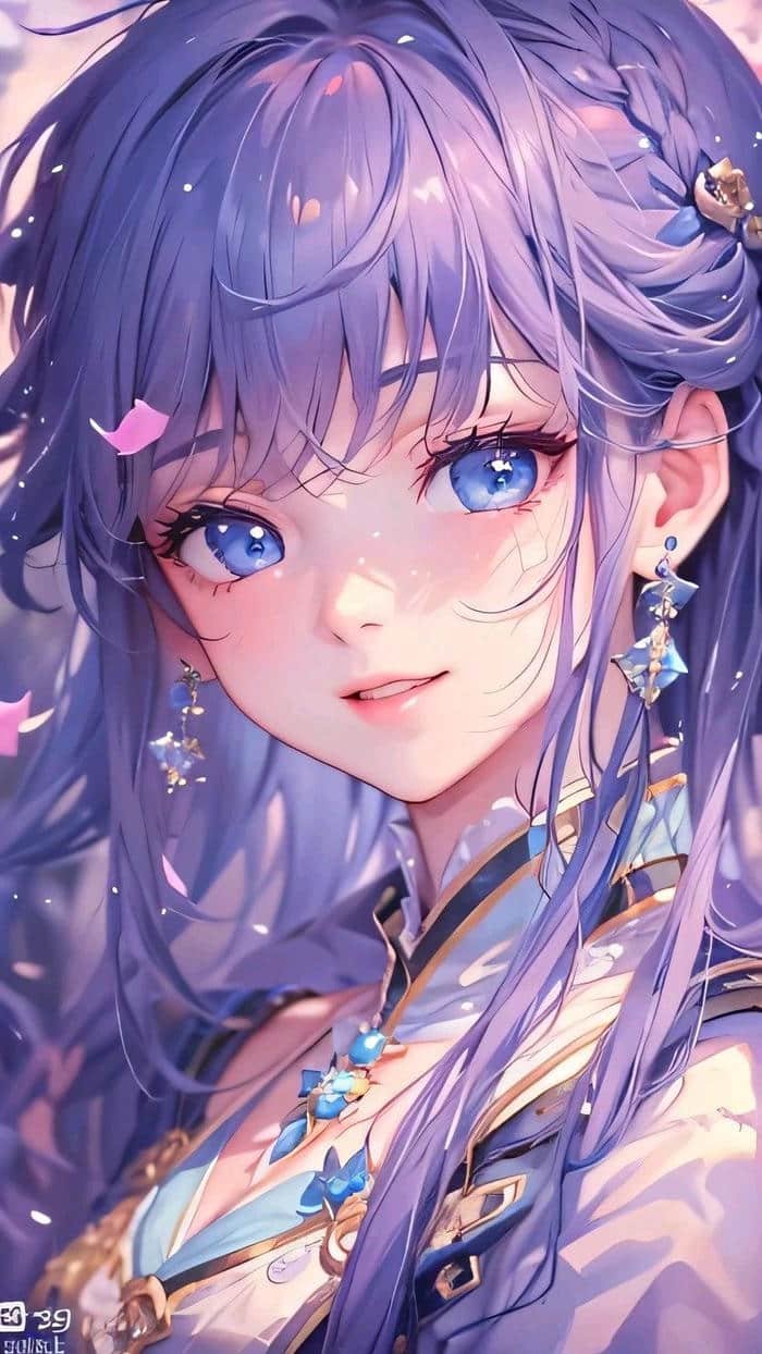 Anime màu tím nhân vật lạnh lùng