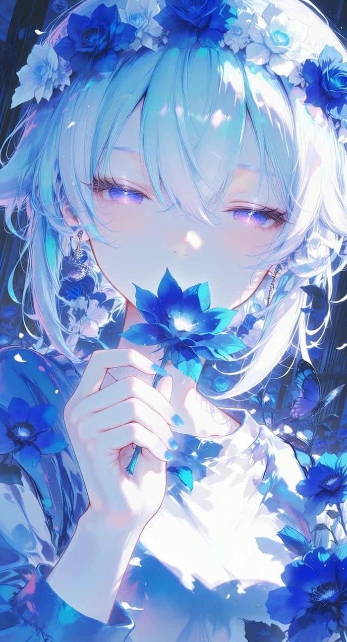 Anime màu xanh dương con người nhẹ nhàng