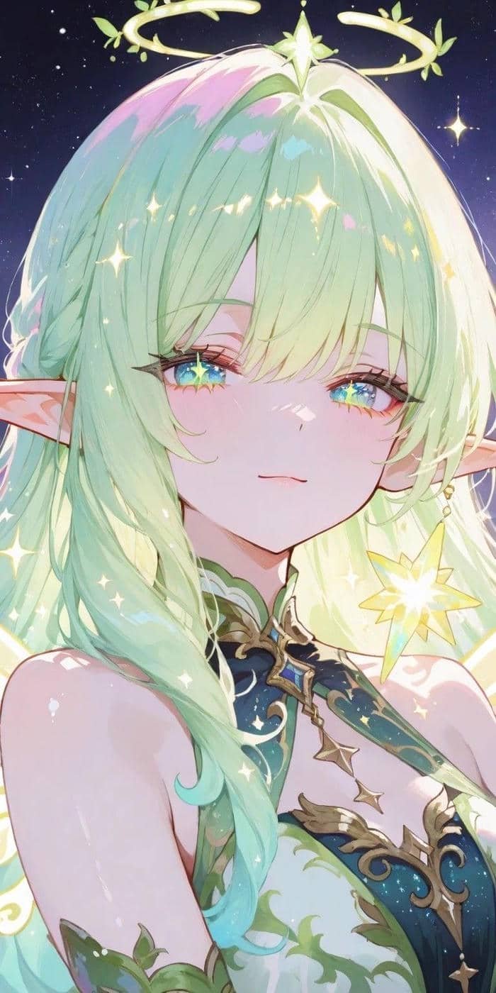 Anime màu xanh lá cây nhân vật dễ mến