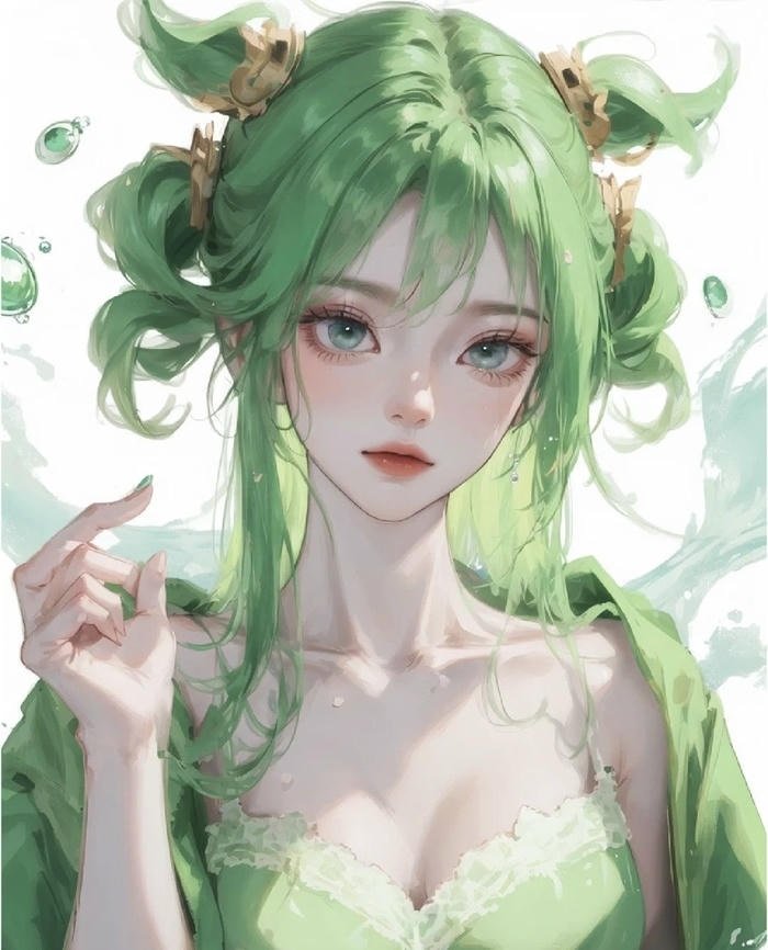 Anime màu xanh lá cây nhân vật hòa nhã