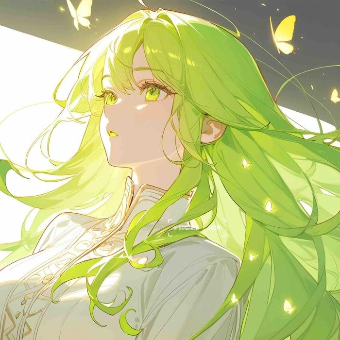 Anime màu xanh lá cây nhân vật thanh thoát