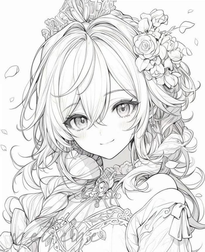 Bức ảnh Anime không màu ánh nhìn xa