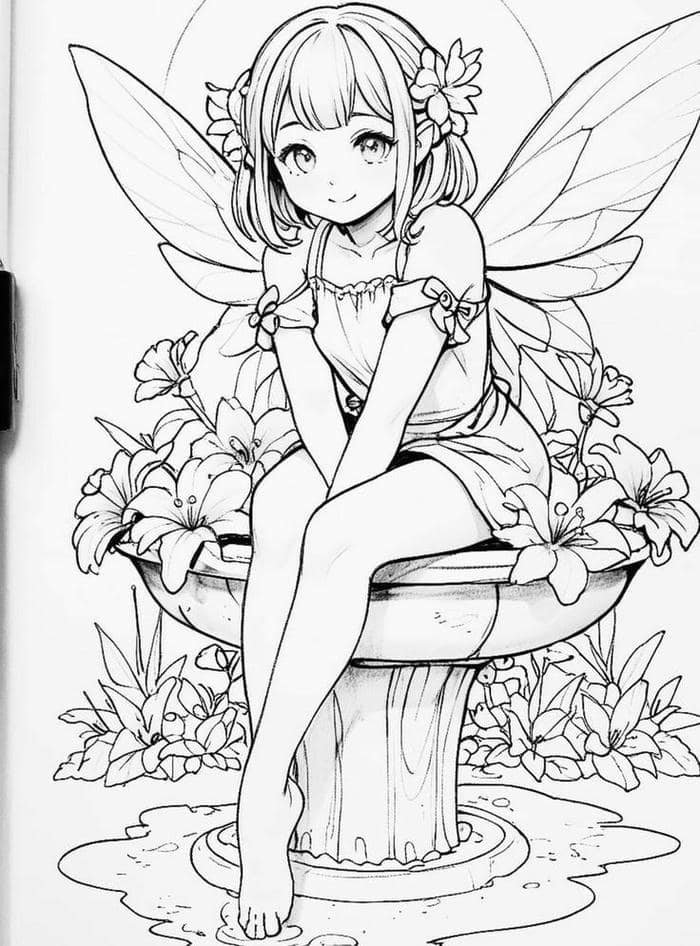 Bức ảnh Anime không màu cánh bướm