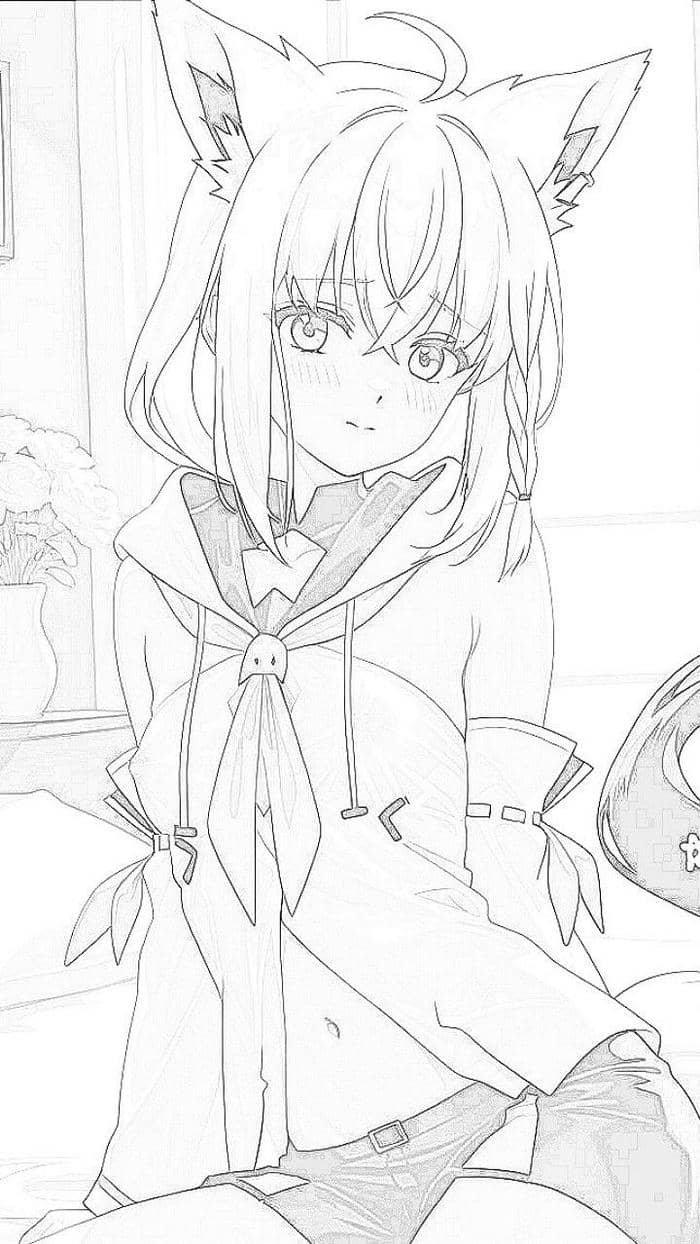 Bức ảnh Anime không màu dáng uyển chuyển