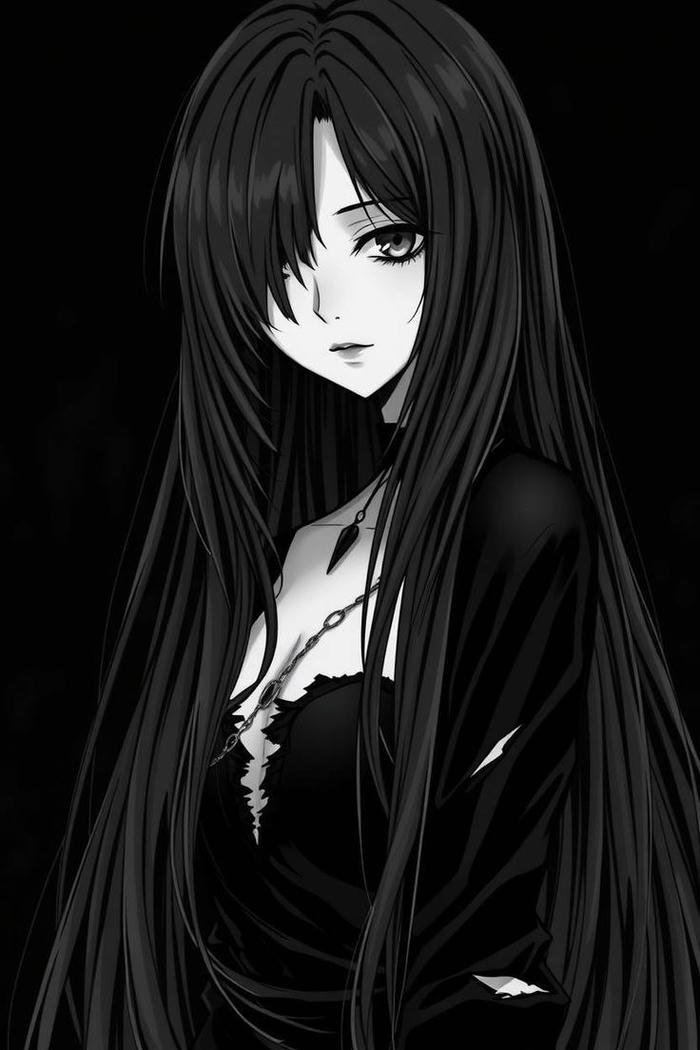 Bức ảnh Anime trắng đen dáng đứng cô độc