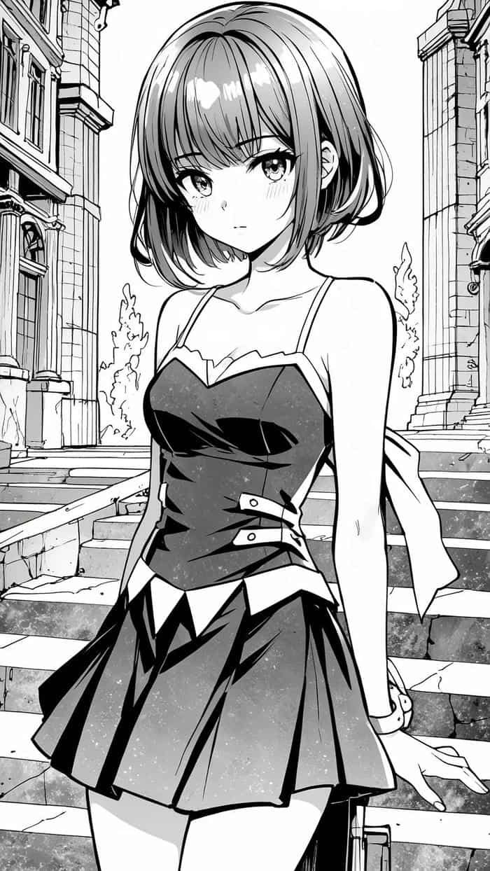 Bức ảnh Anime trắng đen dáng người gọn