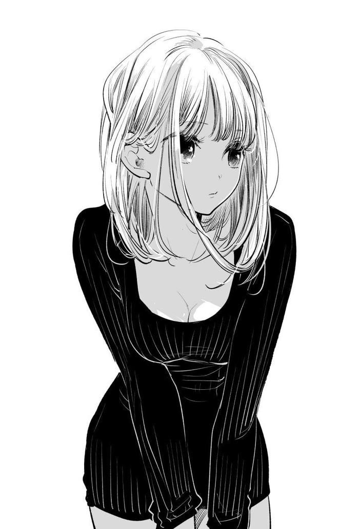 Bức ảnh Anime trắng đen nét mặt trầm