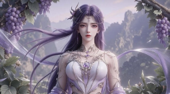 Bức hình anime 3d nữ tóc tím