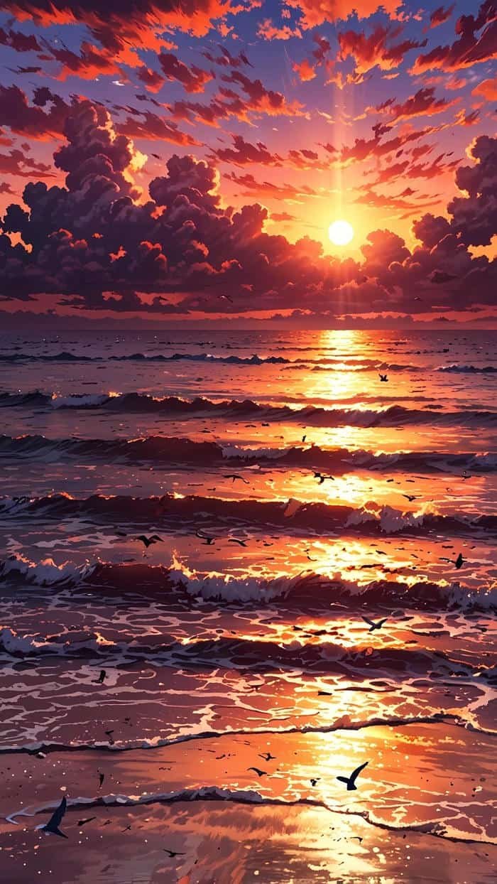 Bức hình anime hoàng hôn ánh sáng cuối cùng