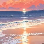 Bức hình anime hoàng hôn phủ sắc vàng nhẹ