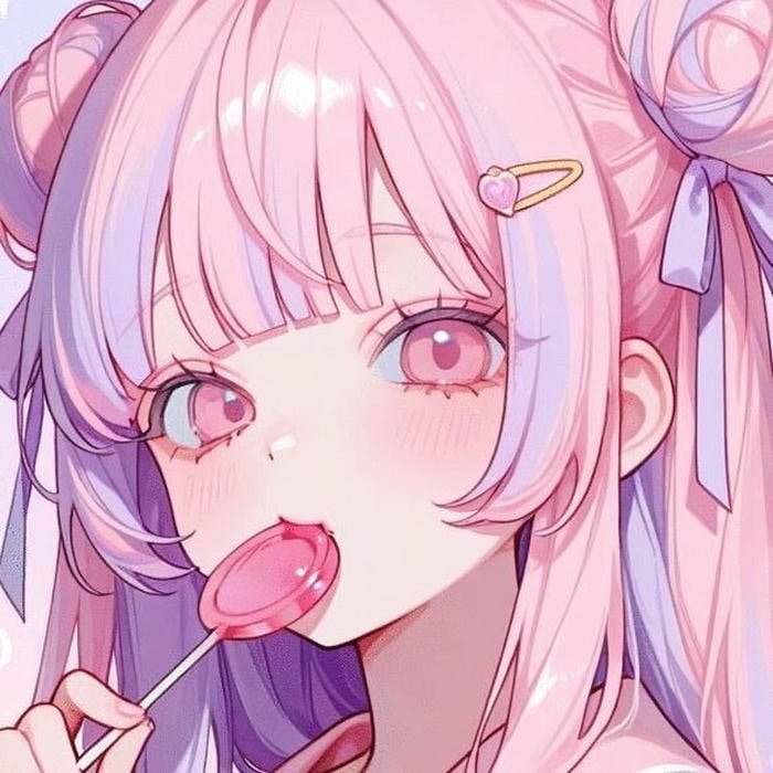 Bức hình anime màu hồng ánh mắt trong