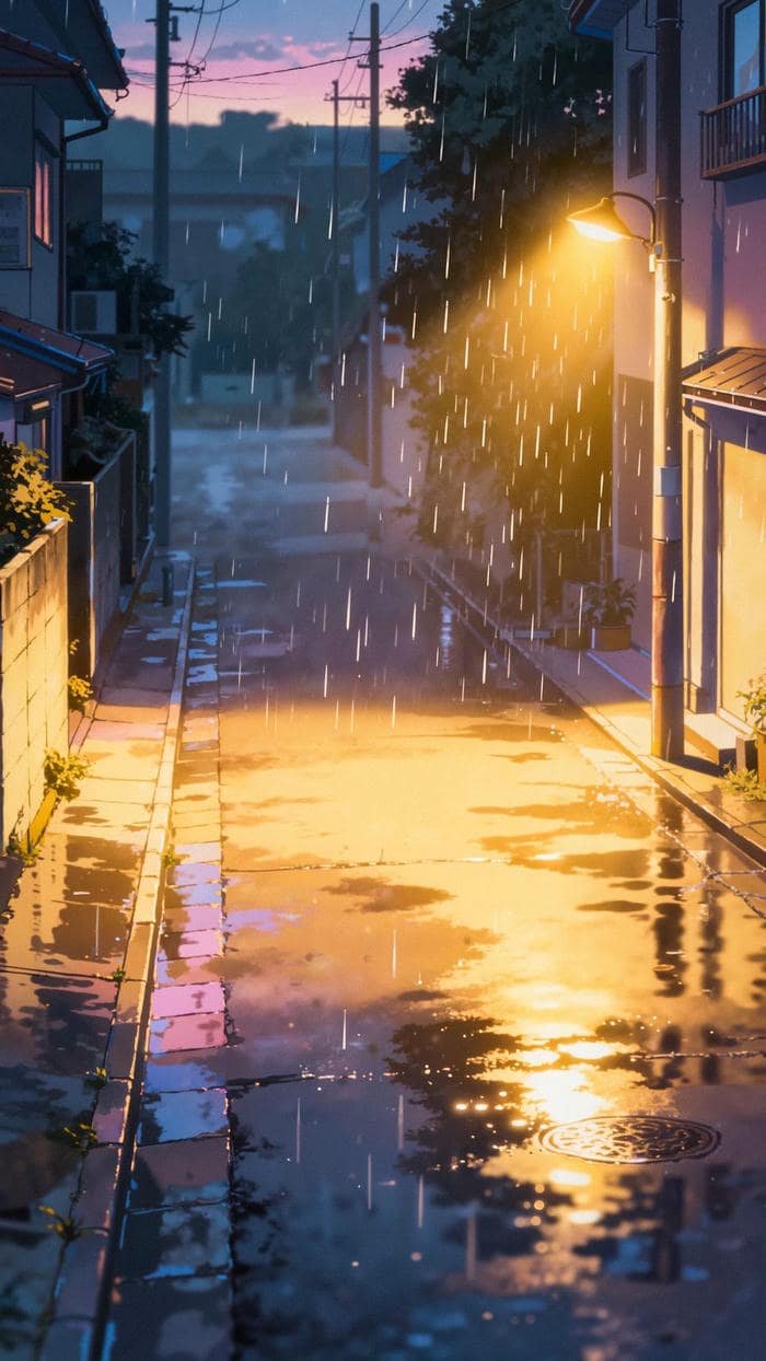 Bức hình mưa buồn mưa rơi liên hồi