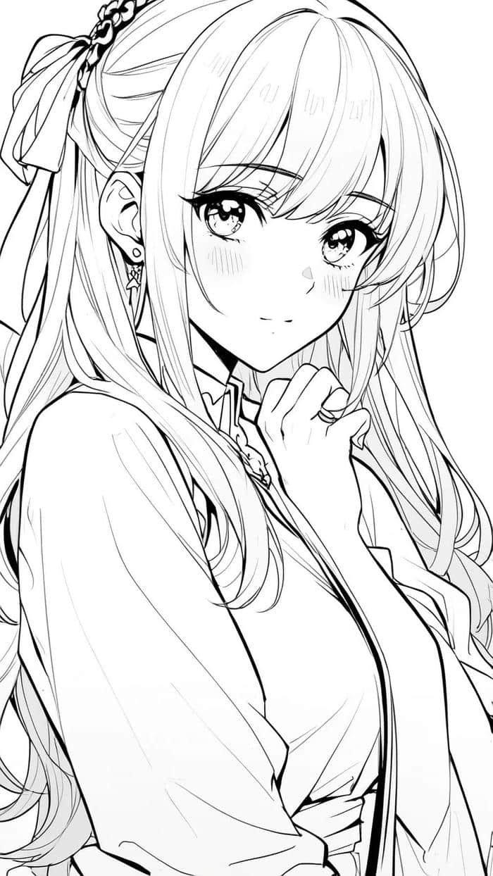 Hình ảnh Anime không màu dáng người mảnh