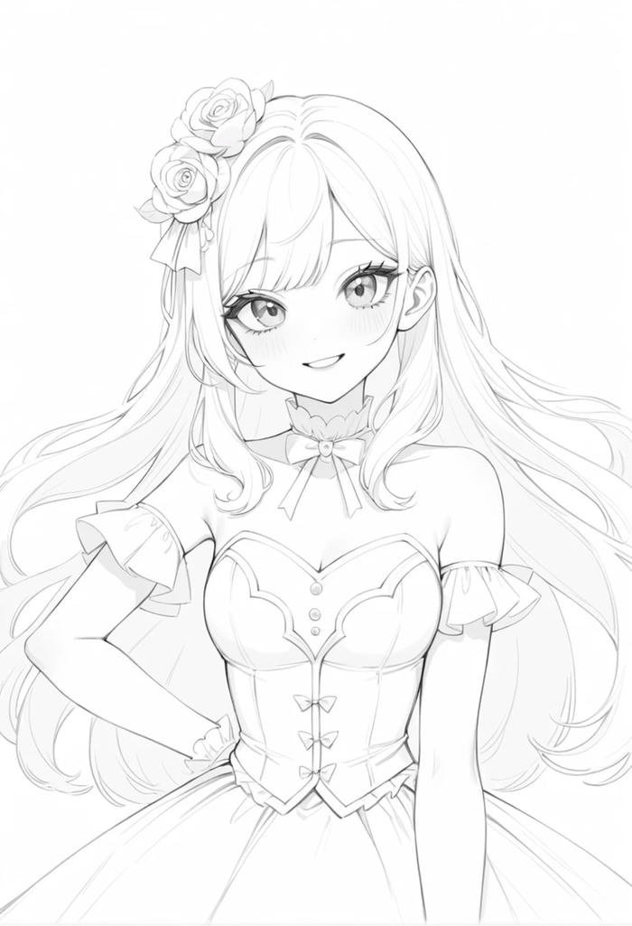 Hình ảnh Anime không màu nét vẽ đậm