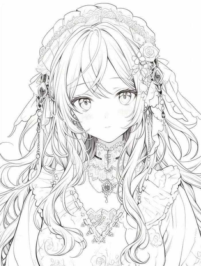 Hình ảnh Anime không màu tóc bồng bềnh