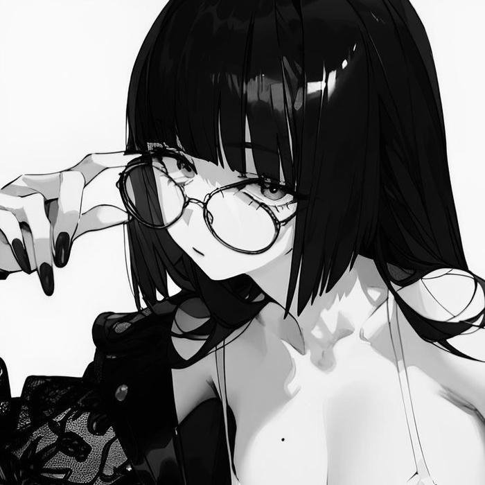 Hình ảnh Anime trắng đen đeo kính