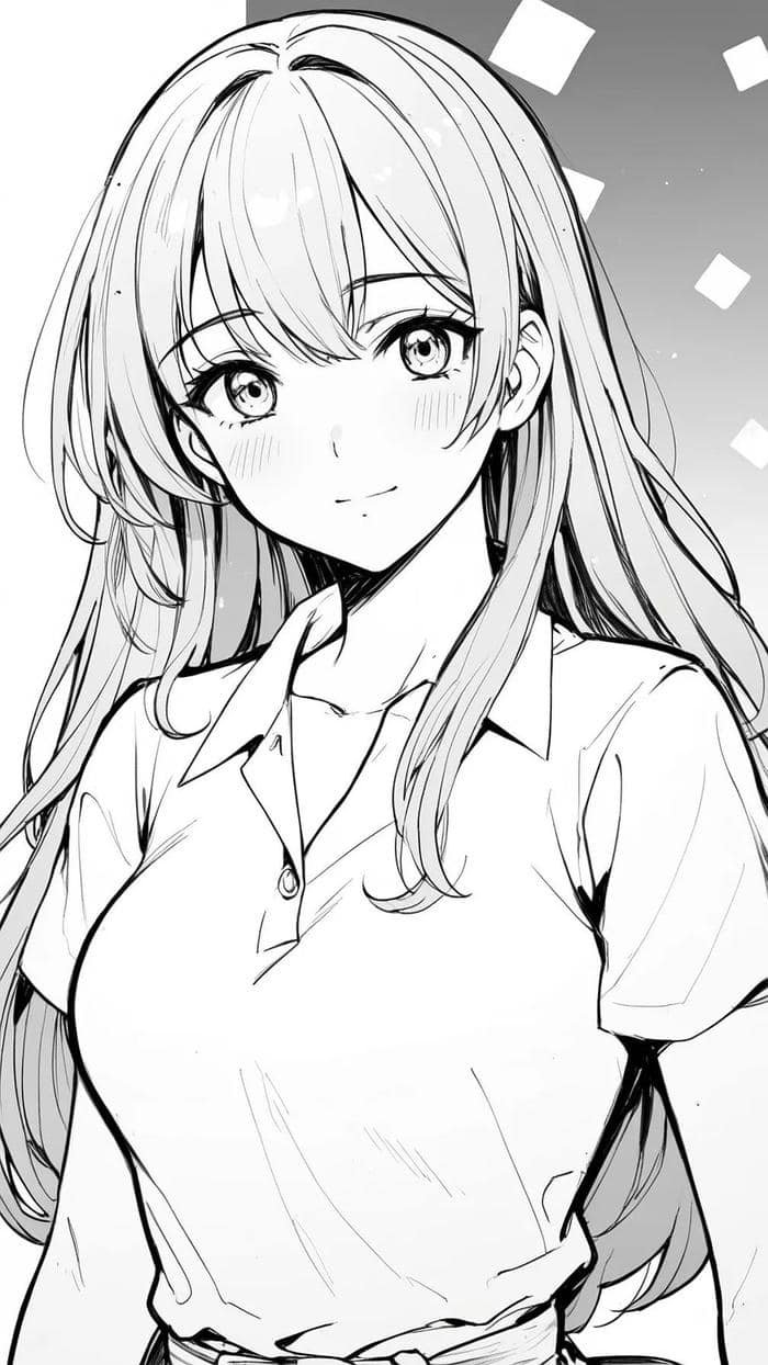 Hình ảnh Anime trắng đen nét vẽ đậm