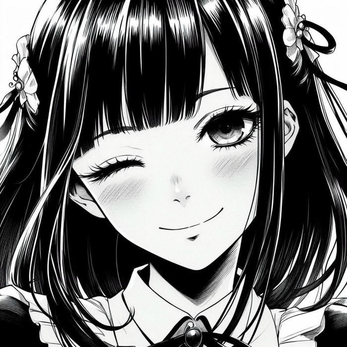 Hình ảnh Anime trắng đen nháy 1 mắt