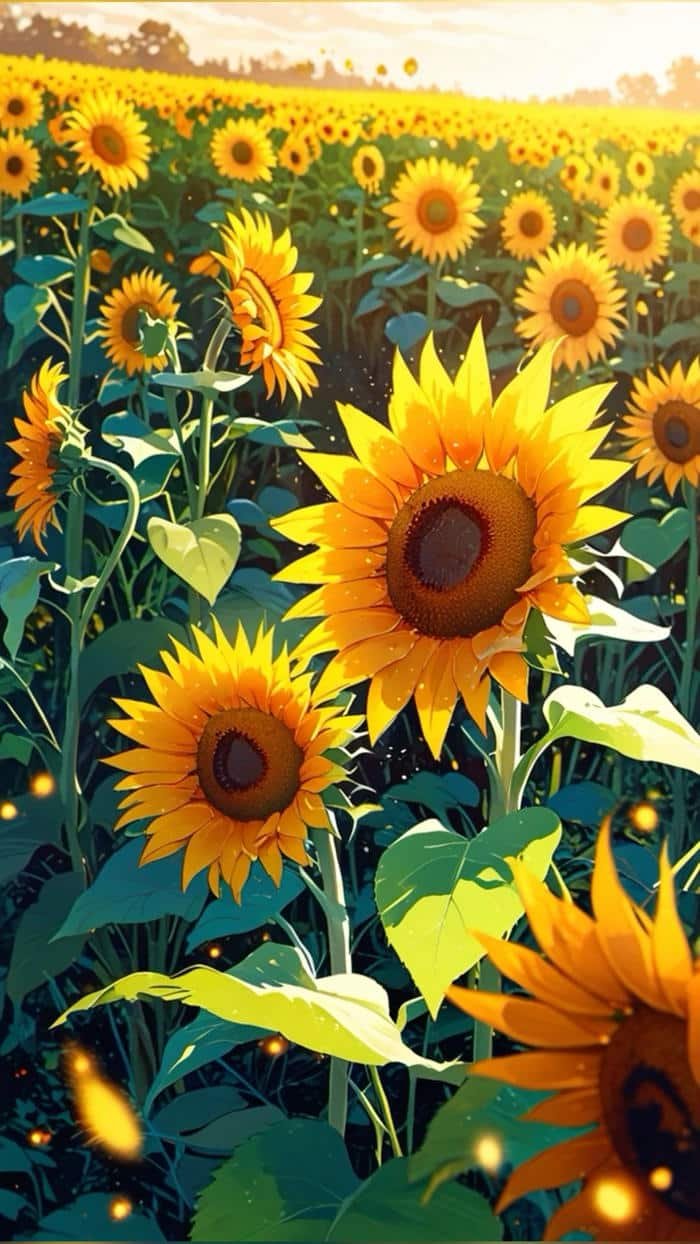 Hình ảnh anime hoa hướng dương mang vẻ tươi vui