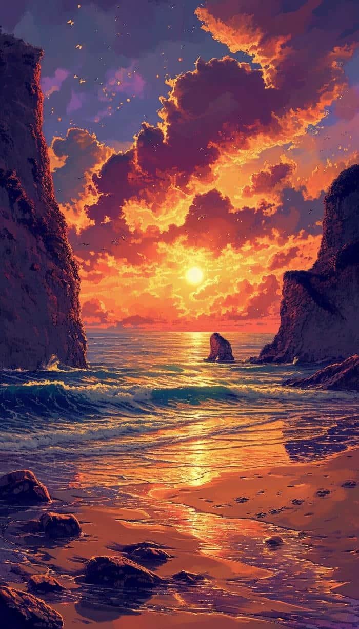 Hình ảnh anime hoàng hôn mang nét hoài niệm