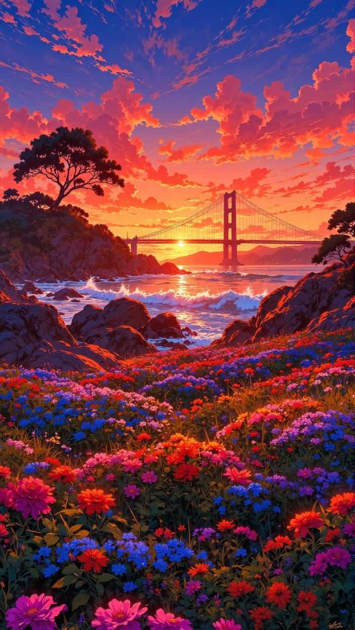 Hình ảnh anime hoàng hôn tạo cảm giác cô đơn