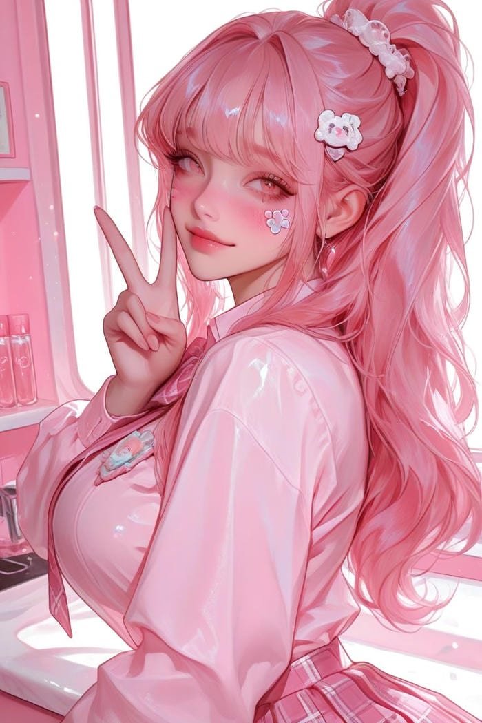 Hình ảnh anime màu hồng cảm xúc trong trẻo